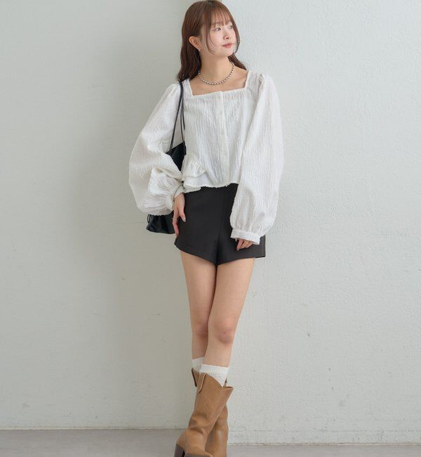  「ジャガード裾フリルブラウス」|シャツ・ブラウス|