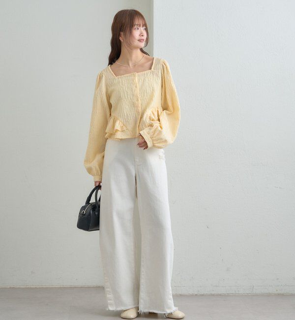  「ジャガード裾フリルブラウス」|シャツ・ブラウス|