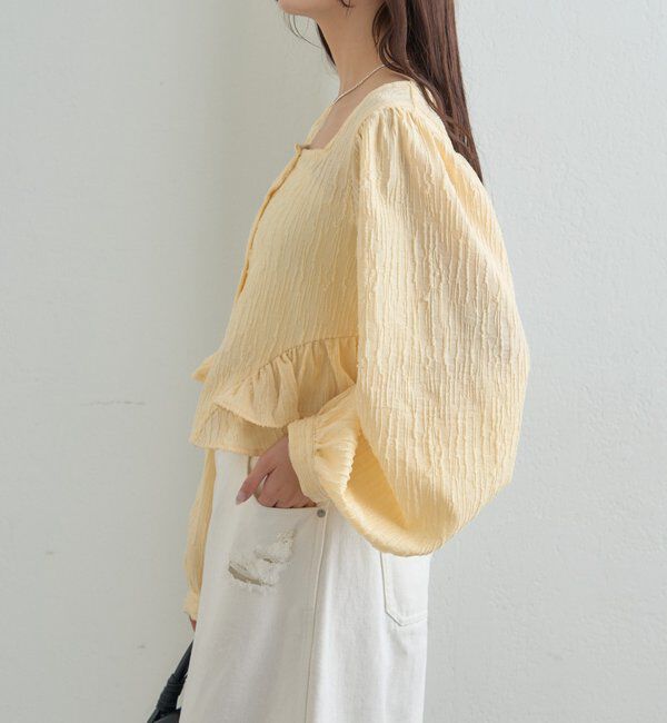  「ジャガード裾フリルブラウス」|シャツ・ブラウス|