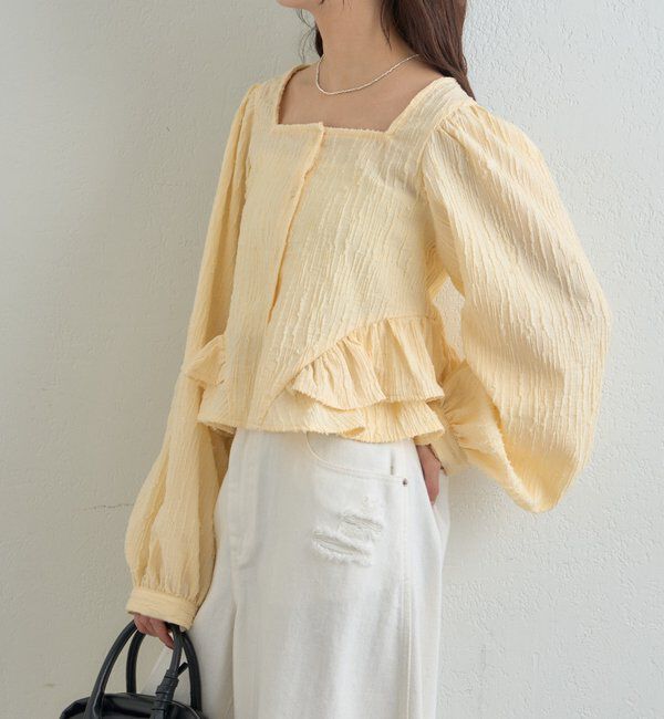  「ジャガード裾フリルブラウス」|シャツ・ブラウス|