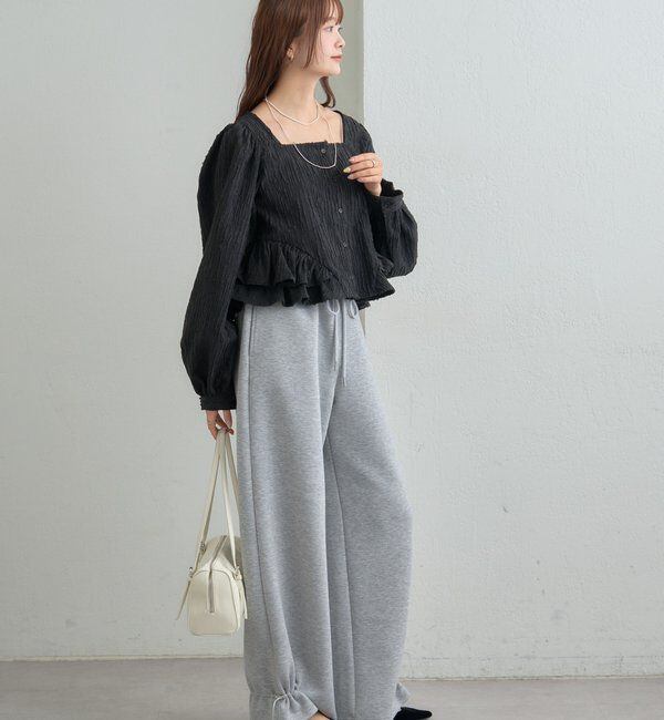 「ジャガード裾フリルブラウス」|シャツ・ブラウス|