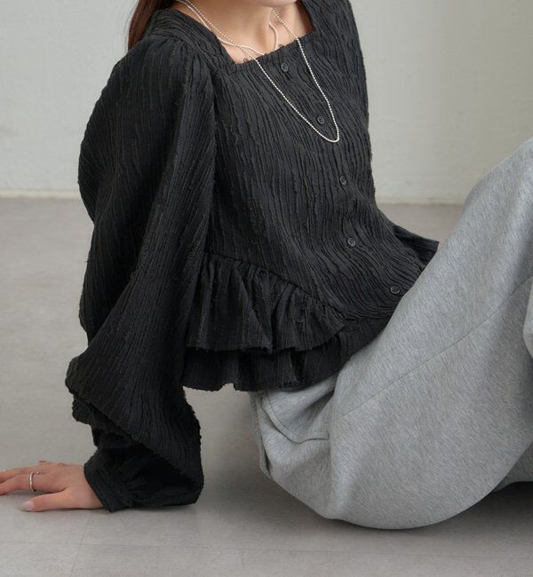  「ジャガード裾フリルブラウス」|シャツ・ブラウス|