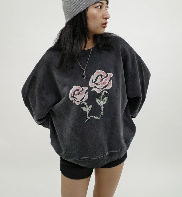  「【UNISEX/ユニセックス】Sourcreamバラフロッキースウェット」|Tシャツ・カットソー|ブラック