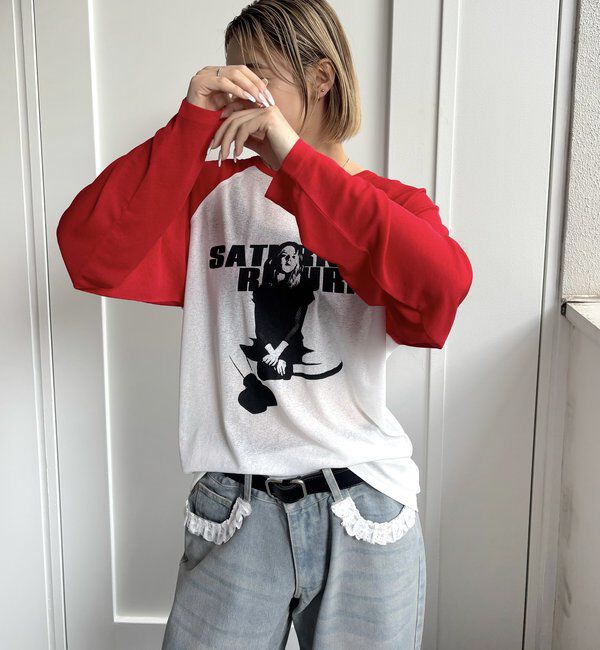  「シアーシャーロットラグラントップス」|Tシャツ・カットソー|レッド