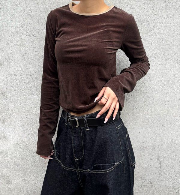  「ベロアリンガートップス」|Tシャツ・カットソー|ブラウン
