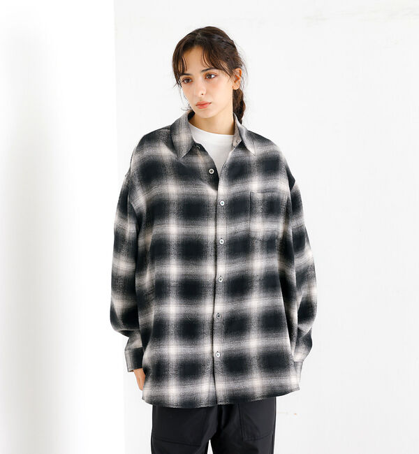 ABAHOUSE「【Revo./レボ】リラックスフィット オンブレチェック ネルシャツ/ユニセック」|シャツ・ブラウス|