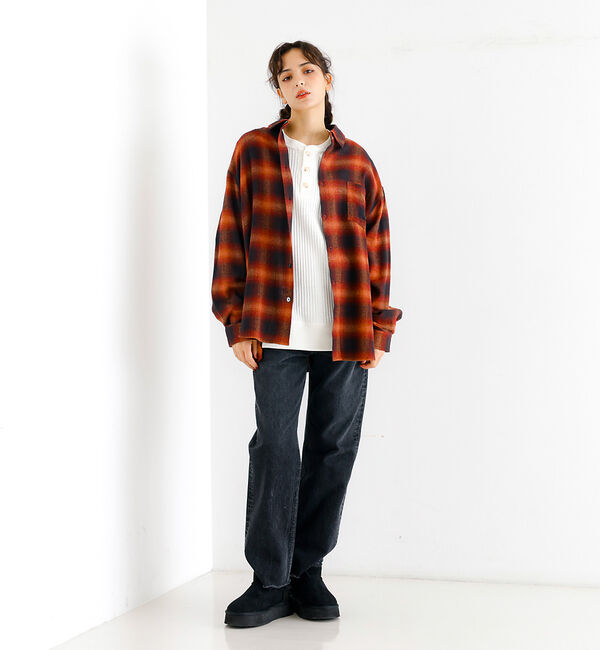 ABAHOUSE「【Revo./レボ】リラックスフィット オンブレチェック ネルシャツ/ユニセック」|シャツ・ブラウス|