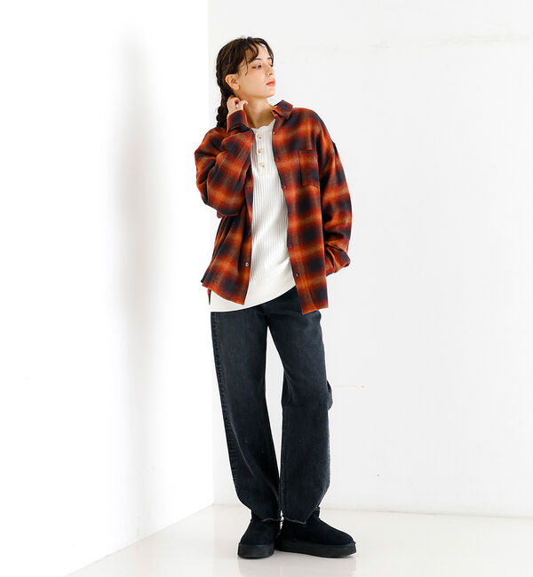 ABAHOUSE「【Revo./レボ】リラックスフィット オンブレチェック ネルシャツ/ユニセック」|シャツ・ブラウス|