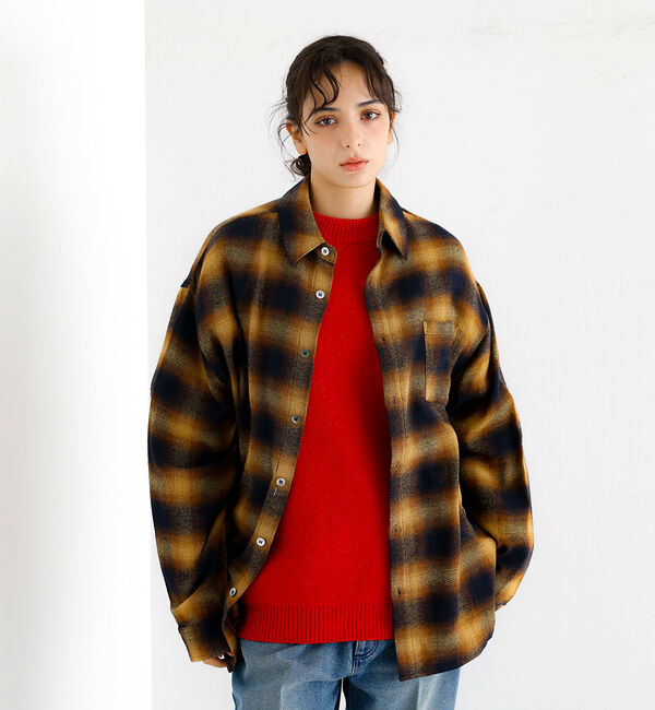 ABAHOUSE「【Revo./レボ】リラックスフィット オンブレチェック ネルシャツ/ユニセック」|シャツ・ブラウス|ブラウン