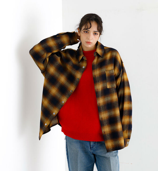 ABAHOUSE「【Revo./レボ】リラックスフィット オンブレチェック ネルシャツ/ユニセック」|シャツ・ブラウス|