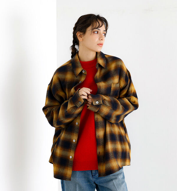 ABAHOUSE「【Revo./レボ】リラックスフィット オンブレチェック ネルシャツ/ユニセック」|シャツ・ブラウス|