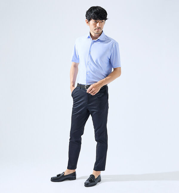 ABAHOUSE「【形状安定性 / 伸縮性】トリコットストライプ 半袖シャツ」|シャツ・ブラウス|