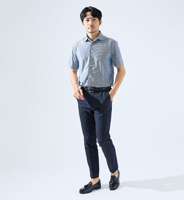 ABAHOUSE「【形状安定性 / 伸縮性】トリコットストライプ 半袖シャツ」|シャツ・ブラウス|