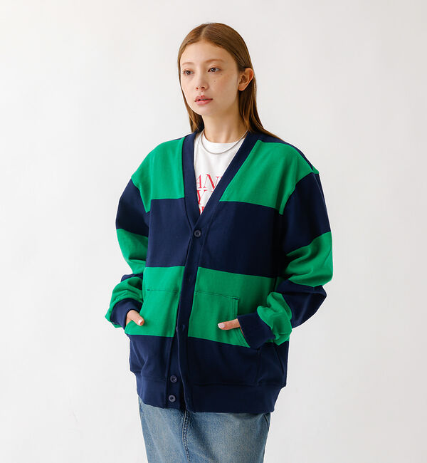 ABAHOUSE「BARBARIAN 12ozHEAVY WEIGHTカーディガン/ボーダー/ユニ」|カーディガン|ブルー系その他1