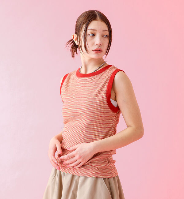 Rouge vif「【JOHNBULL/ジョンブル】クールタッチ ランダムテレコ タンクトップ /」|キャミソール|