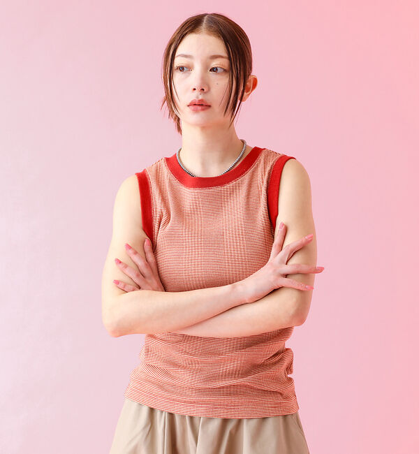 Rouge vif「【JOHNBULL/ジョンブル】クールタッチ ランダムテレコ タンクトップ /」|キャミソール|