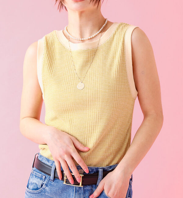 Rouge vif「【JOHNBULL/ジョンブル】クールタッチ ランダムテレコ タンクトップ /」|キャミソール|ベージュ