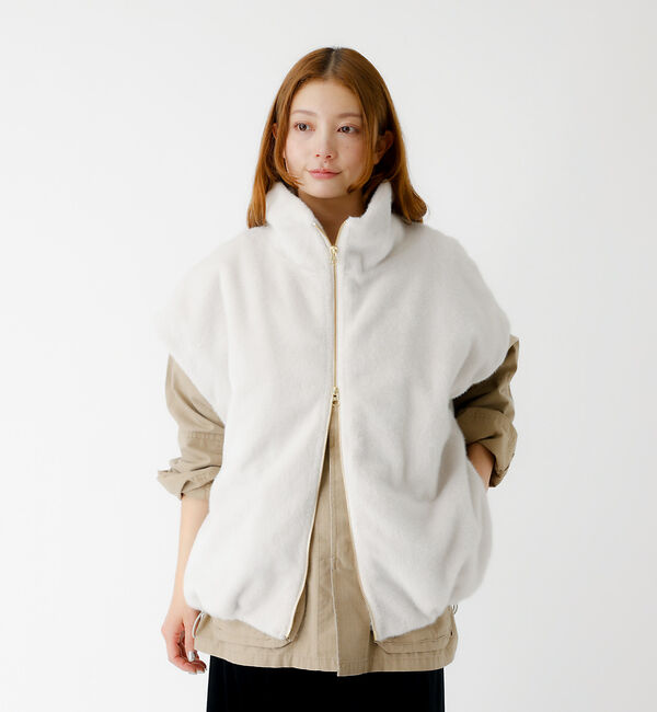 Rouge vif「【MICA&DEAL /マイカアンドディール】ファーベスト/ベスト/ファー/レイ」|ベスト・ジレ|