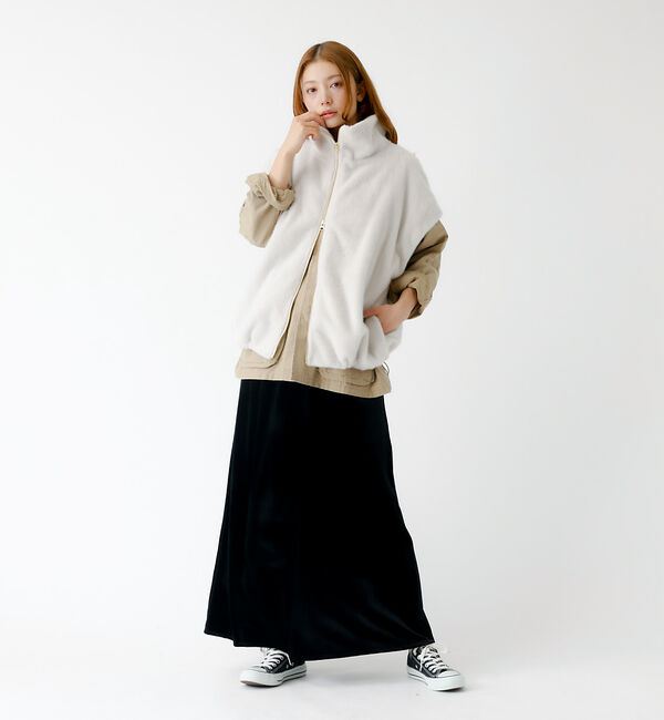 Rouge vif「【MICA&DEAL /マイカアンドディール】ファーベスト/ベスト/ファー/レイ」|ベスト・ジレ|