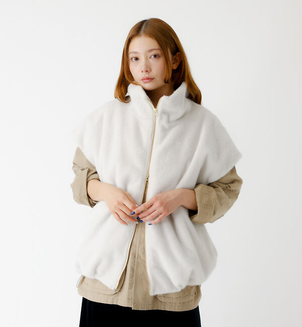 Rouge vif「【MICA&DEAL /マイカアンドディール】ファーベスト/ベスト/ファー/レイ」|ベスト・ジレ|