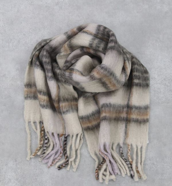 Rouge vif「チェックマフラー/40x180/マフラー大判/ロング/お出かけ」|マフラー|ホワイト