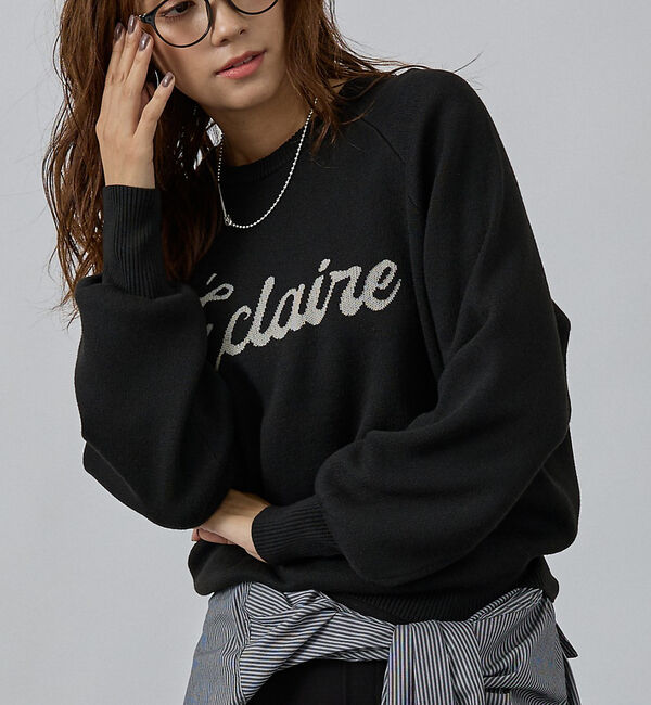 abahouse mavie「【再入荷】ロゴジャガードニット」|ニット・セーター|ブラック