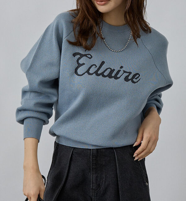 abahouse mavie「【再入荷】ロゴジャガードニット」|ニット・セーター|ブルーグレー