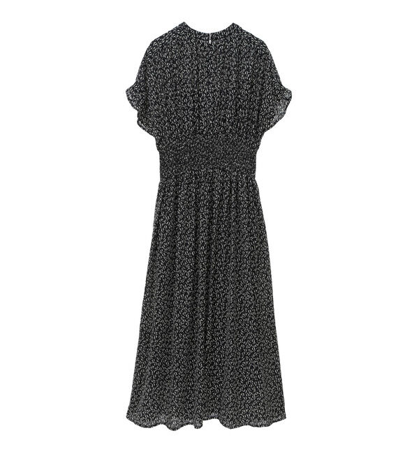 TIARA「モノトーンリーフプリントシャーリングワンピース」|ワンピース|