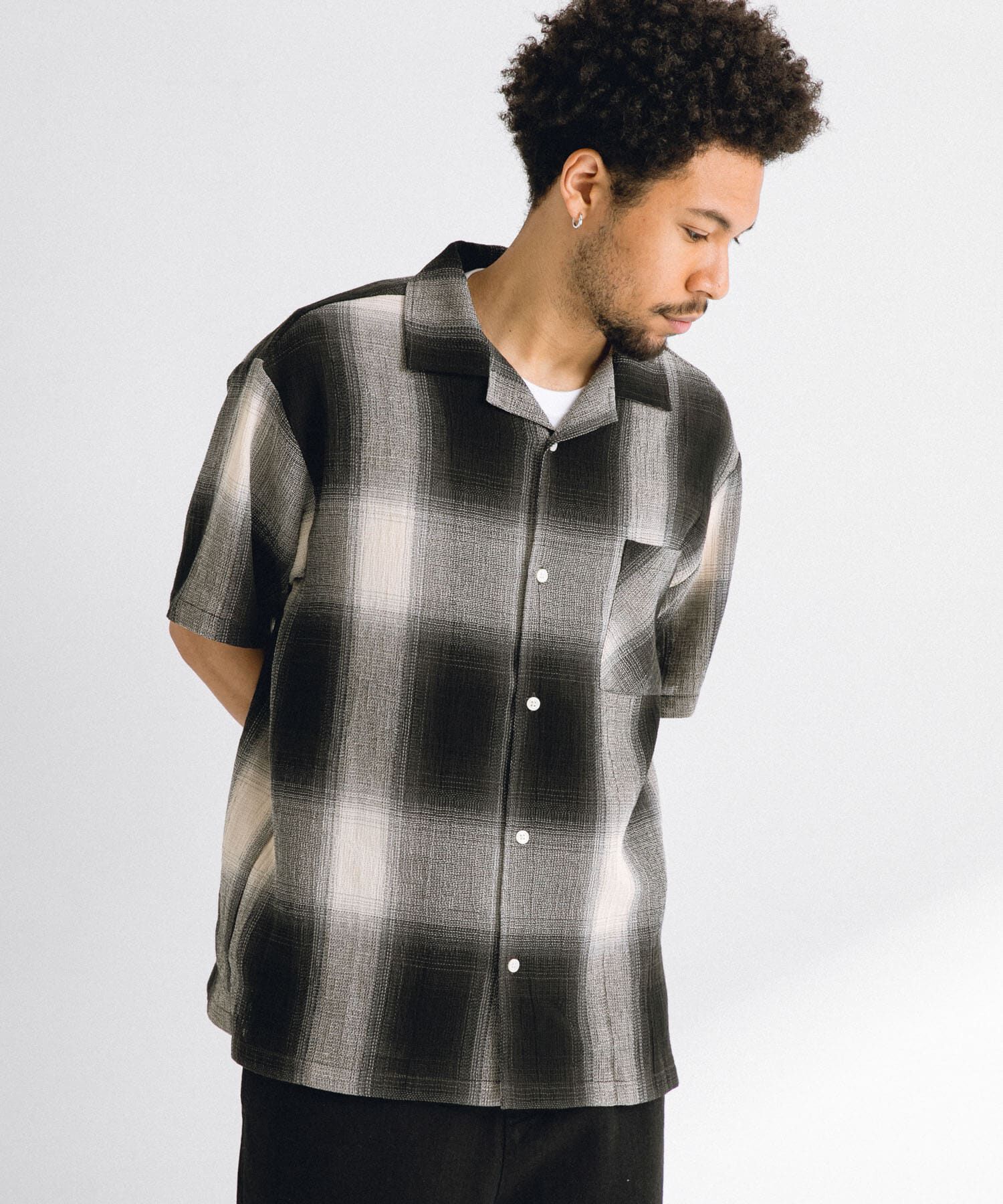 Sonny Label 「オンブレチェックショートスリーブシャツ」|シャツ・ブラウス|ブラック