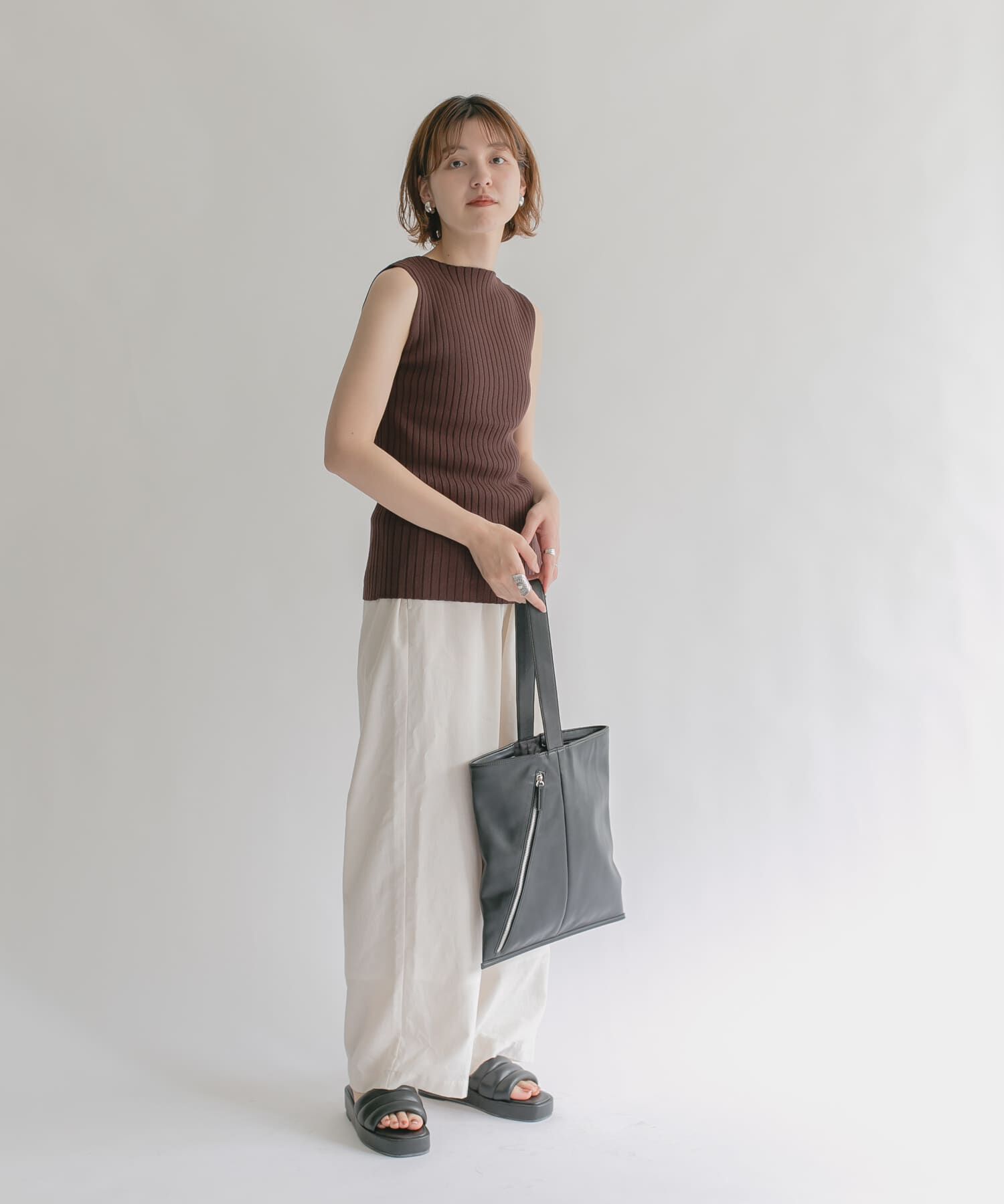  「ボートネックRIBニットタンクトップ」|タンクトップ|