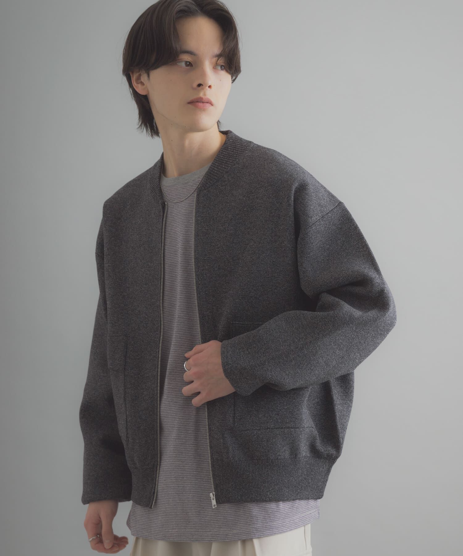 SENSE OF PLACE by URBAN RESEARCH「『洗濯可』ダブルポケットニットブルゾン」|ブルゾン・スタジャン|