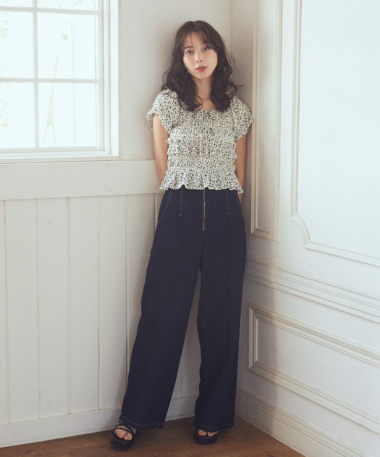 earth music&ecology「フレンチバルーンフリルブラウス」|シャツ・ブラウス|