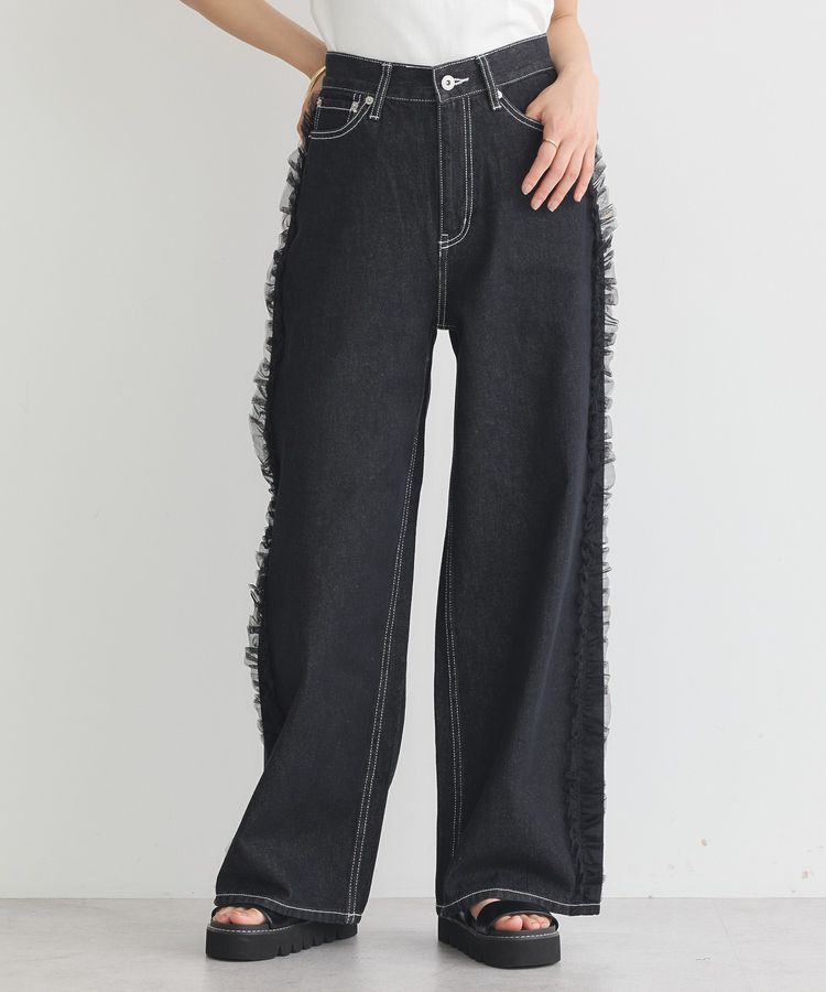 earth music&ecology「サイドチュールデニムパンツ」|デニム|Black