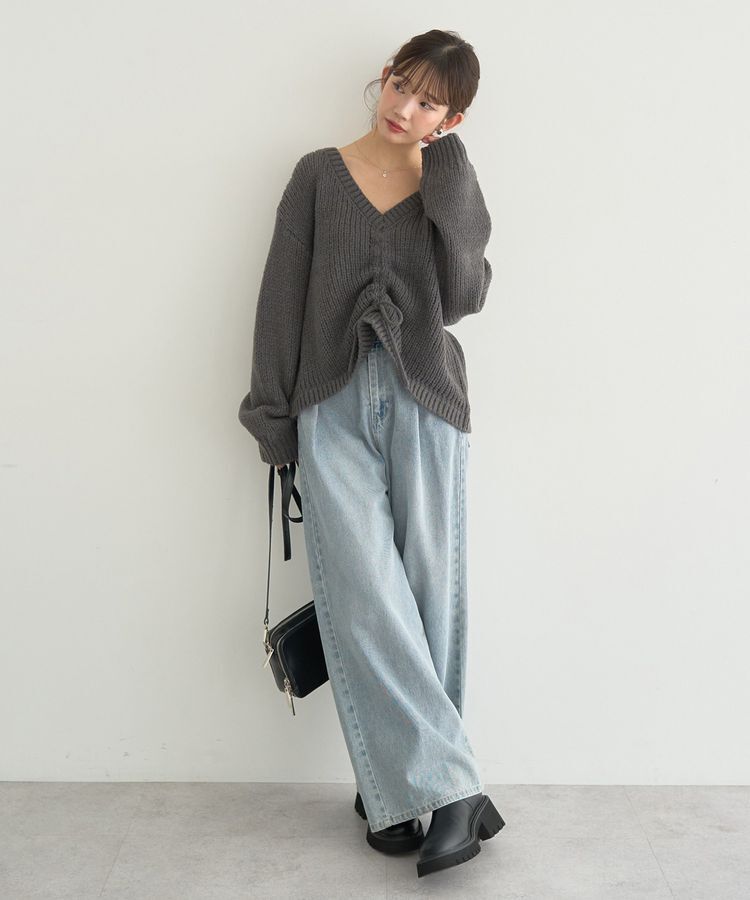 earth music&ecology「フロントシャーリングニットプルオーバー」|ニット・セーター|