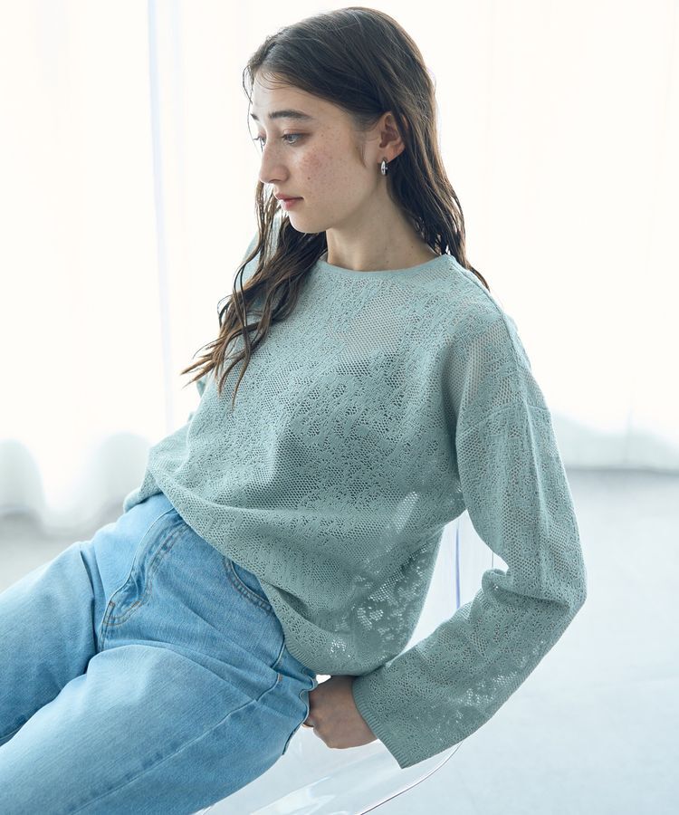 YECCA VECCA「レース柄ニット」|ニット・セーター|Light Green