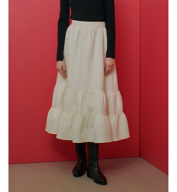 LOULOU WILLOUGHBY「【LOULOU WILLOUGHBY】ジャガードティアードスカート」|スカート|オフホワイト
