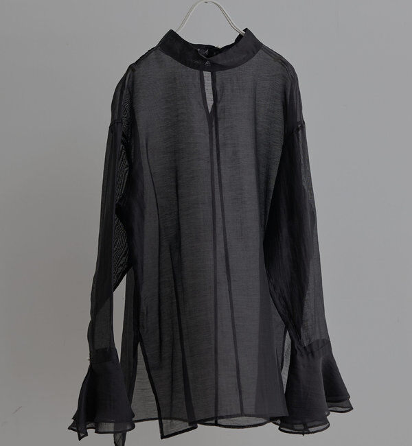  「【Du noir】パール使いシアー袖フレアブラウス」|プルオーバー|