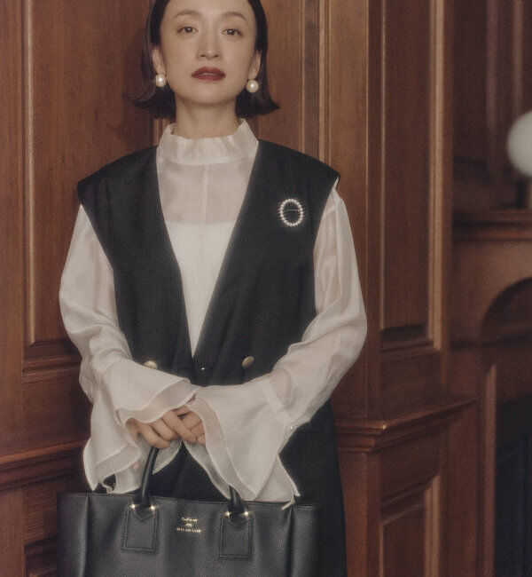  「【Du noir】パール使いシアー袖フレアブラウス」|プルオーバー|