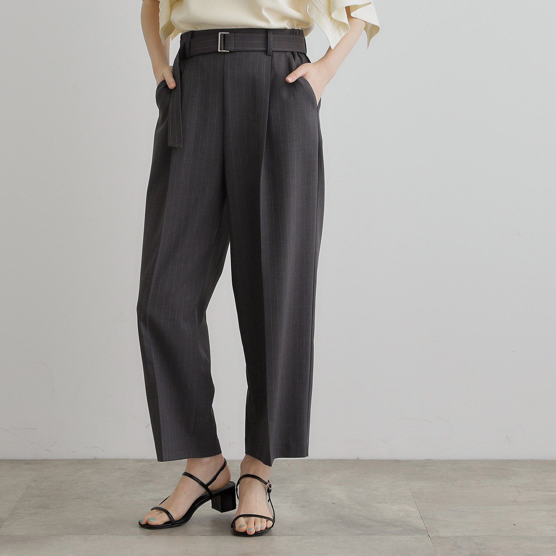 grove「【夏に嬉しい機能付き】リネンライクベルトワイドパンツ」|その他|