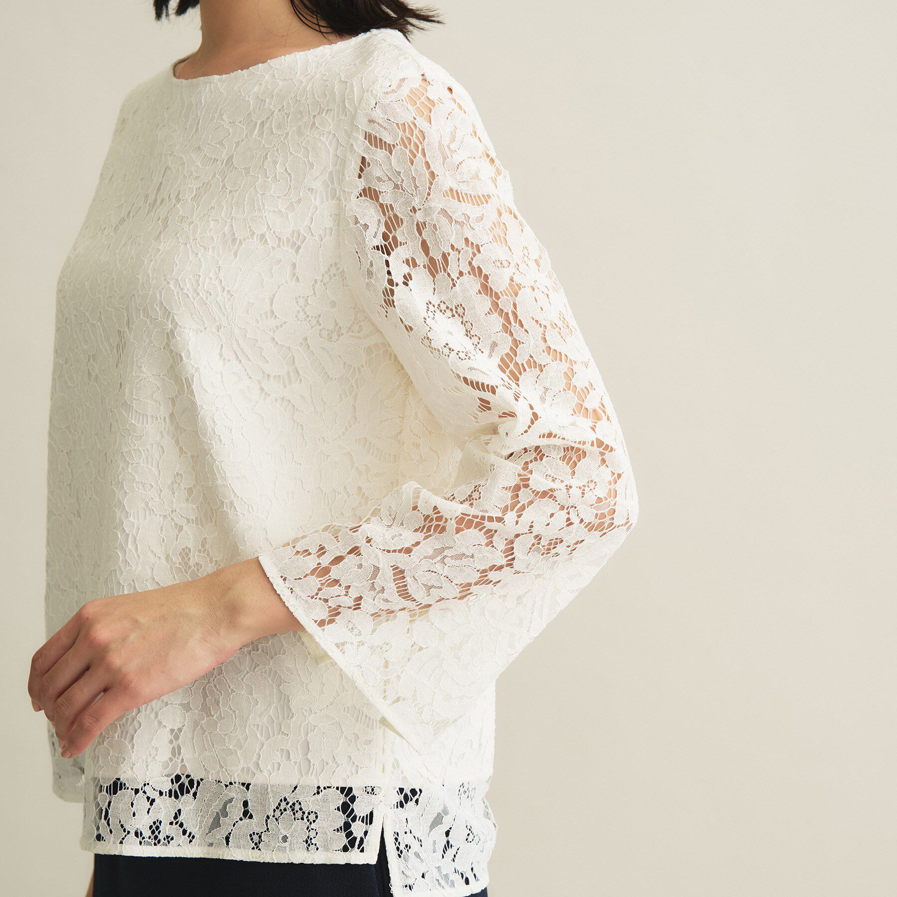 INDIVI「【洗える／セレモニー】フラワーレースブラウス」|シャツ・ブラウス|