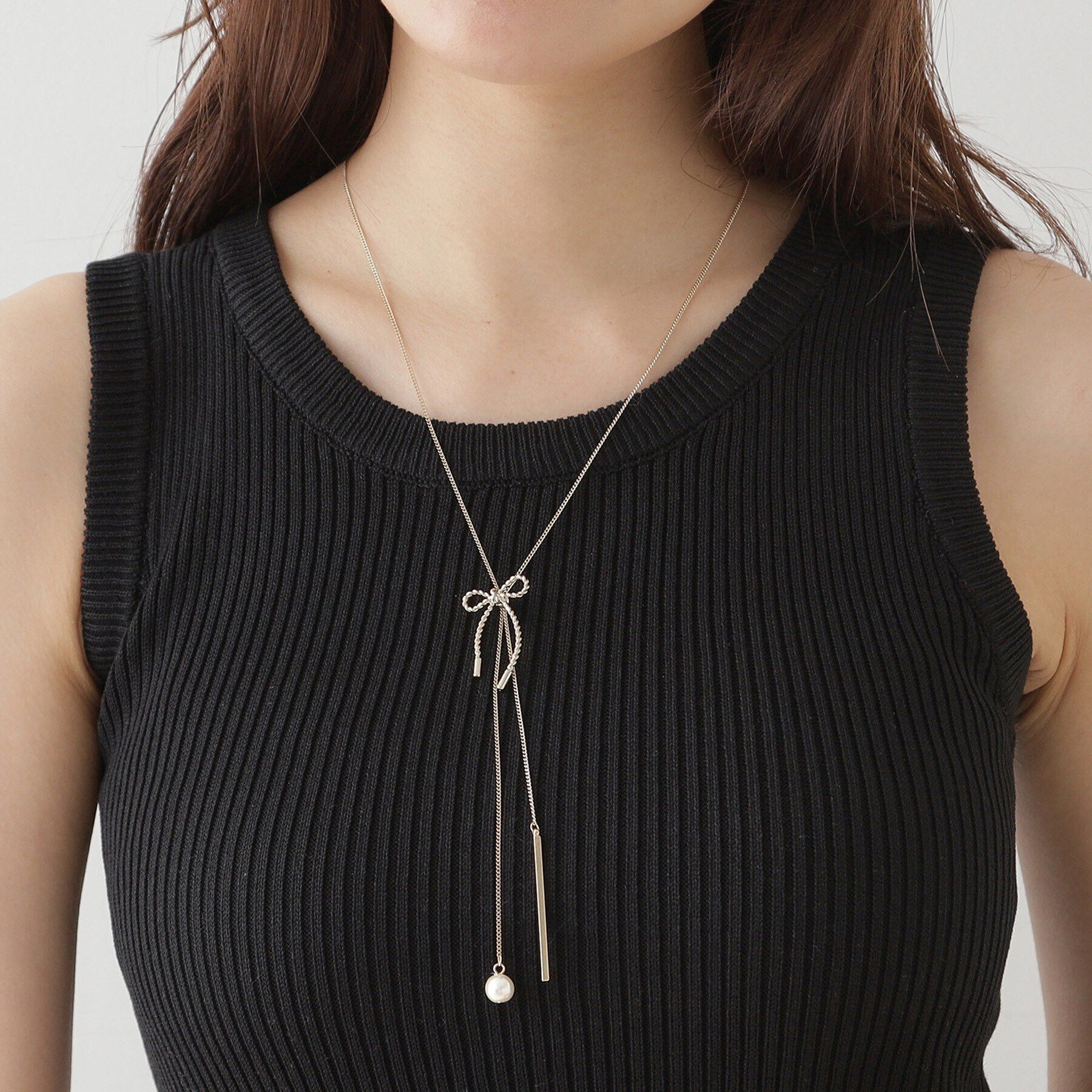 Couture broach「リボンモチーフラリエットネックレス」|ネックレス|