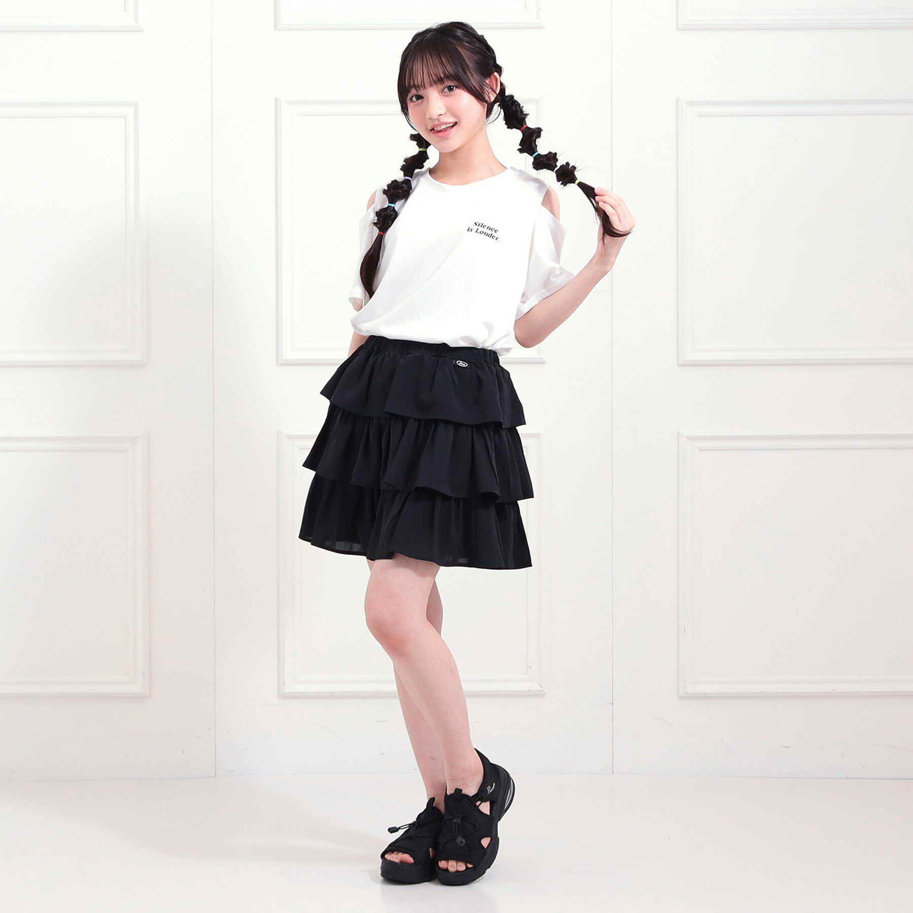 PINK-latte「肩あきバックプリントビッグTシャツ」|Tシャツ・カットソー|