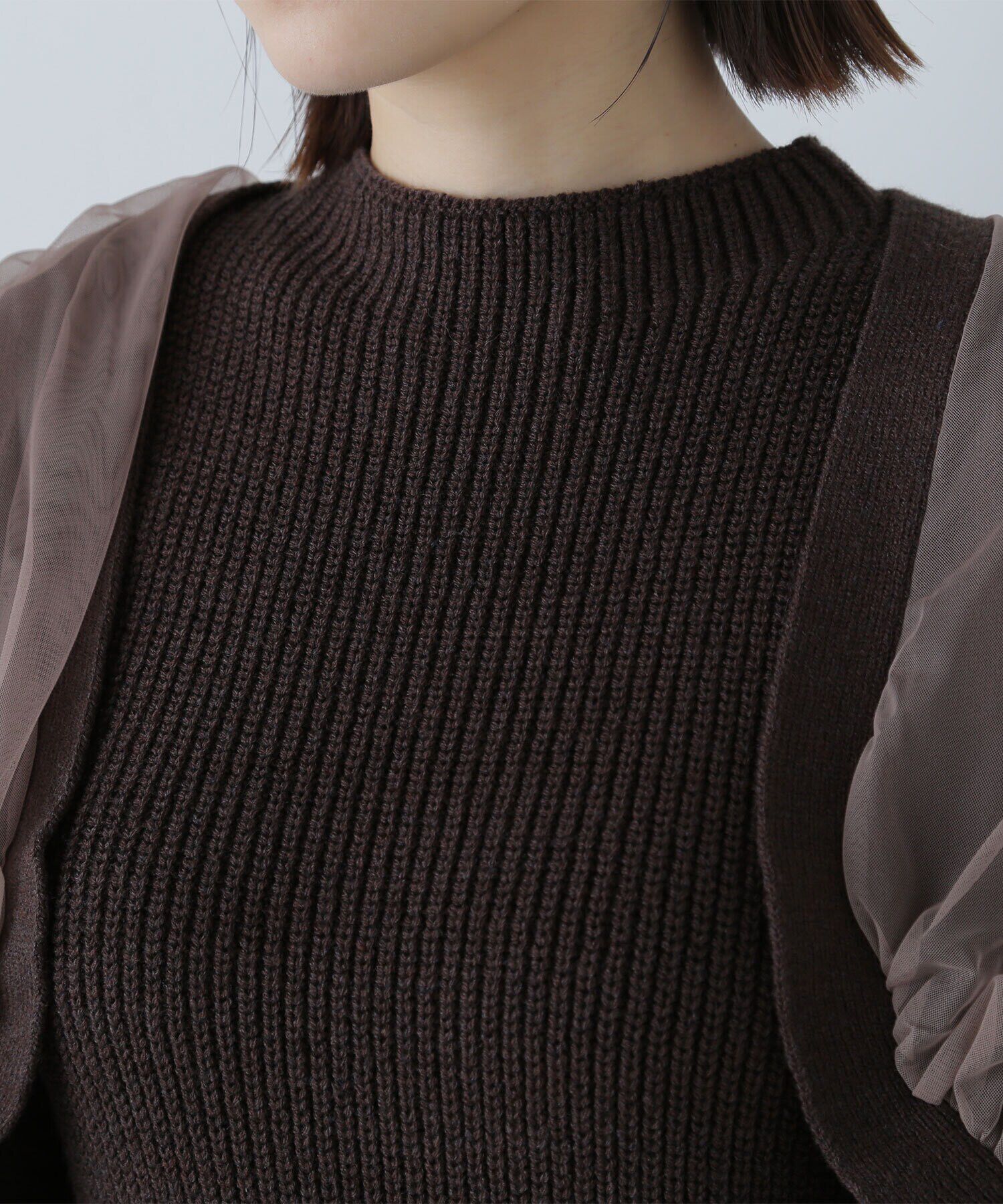  「チュールカーデ＆ニットワンピセット」|ワンピース|