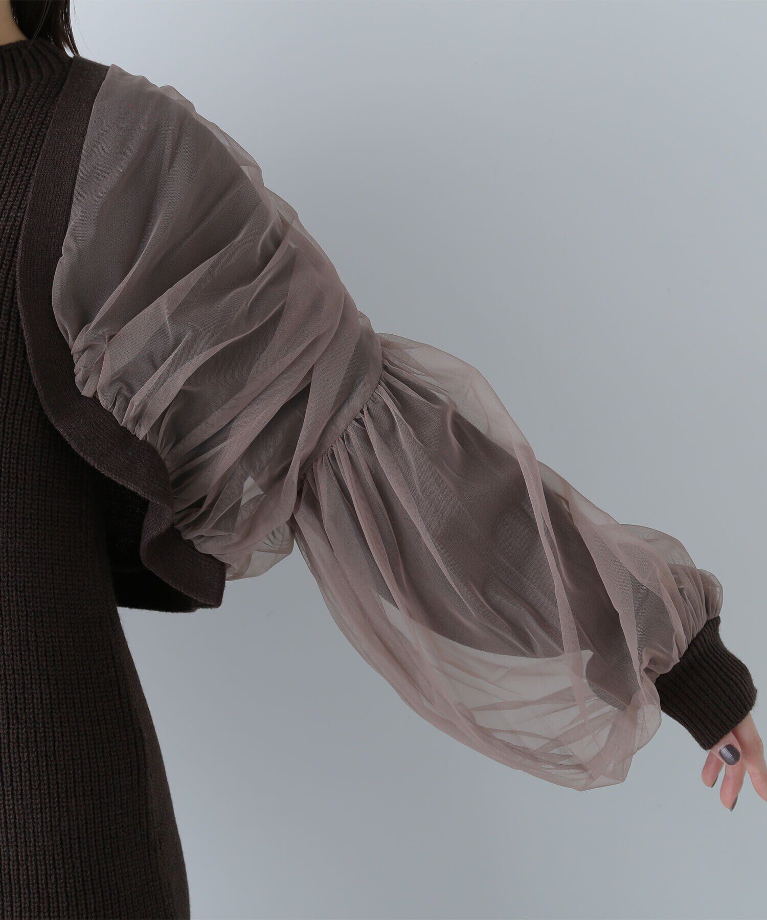  「チュールカーデ＆ニットワンピセット」|ワンピース|