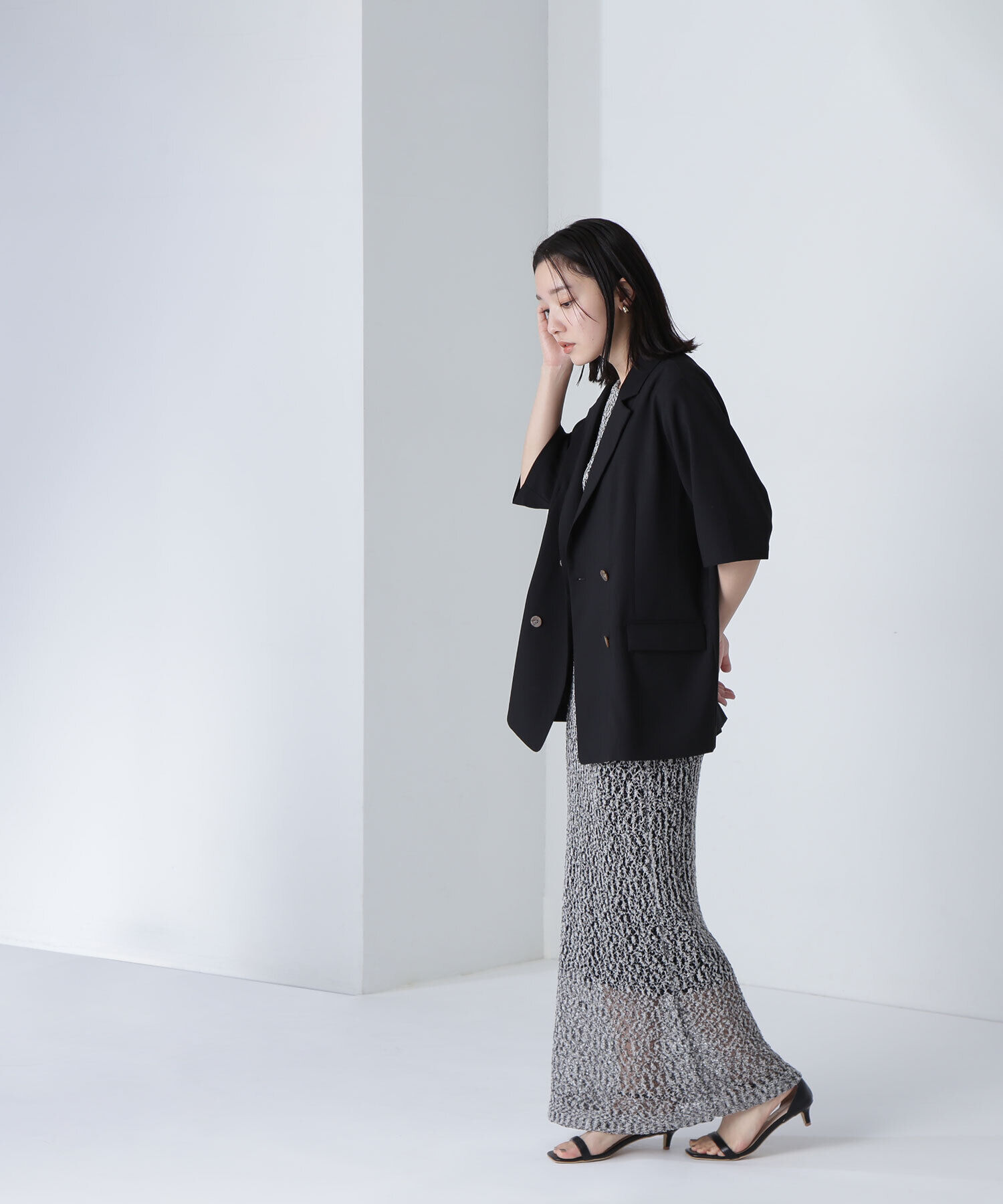  「メッシュナローニットワンピース」|ワンピース|