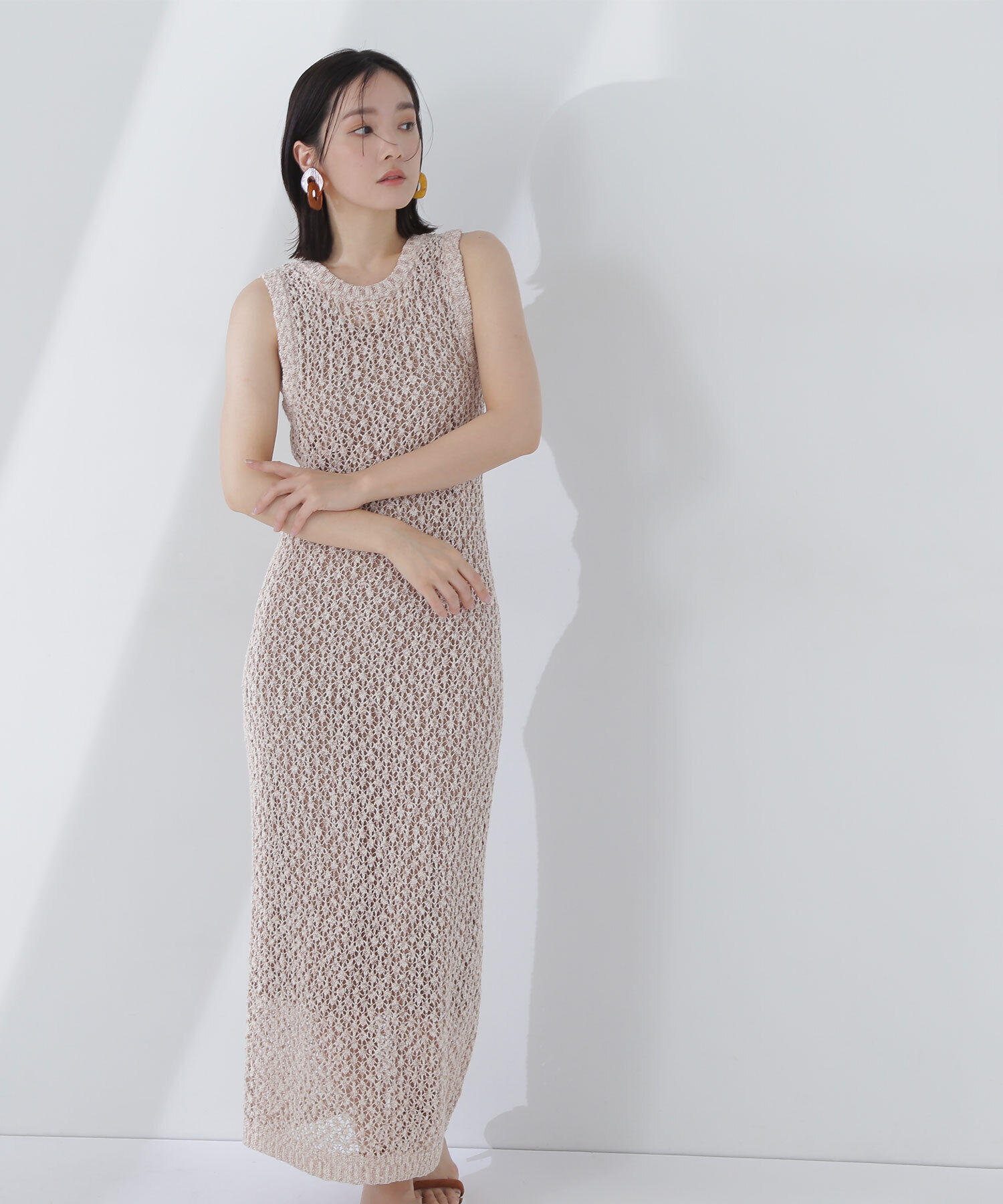  「メッシュナローニットワンピース」|ワンピース|