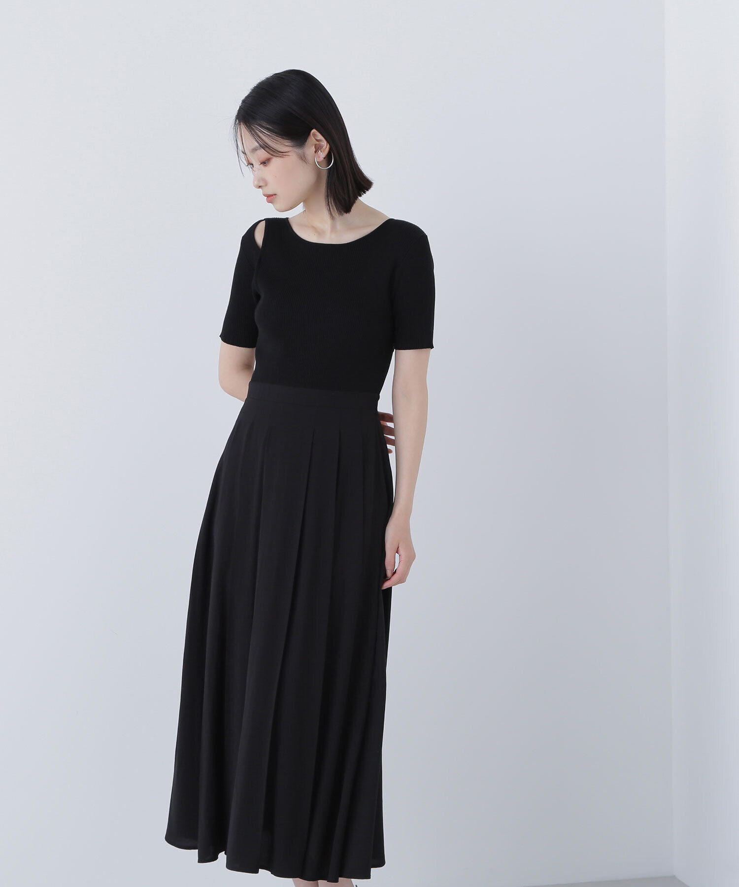  「カットアウトニットドッキングワンピース」|ワンピース|