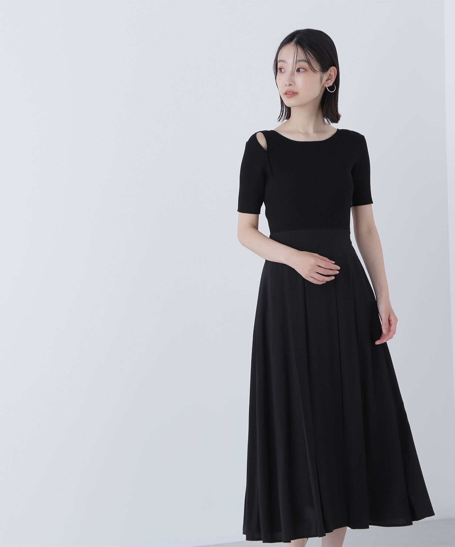  「カットアウトニットドッキングワンピース」|ワンピース|