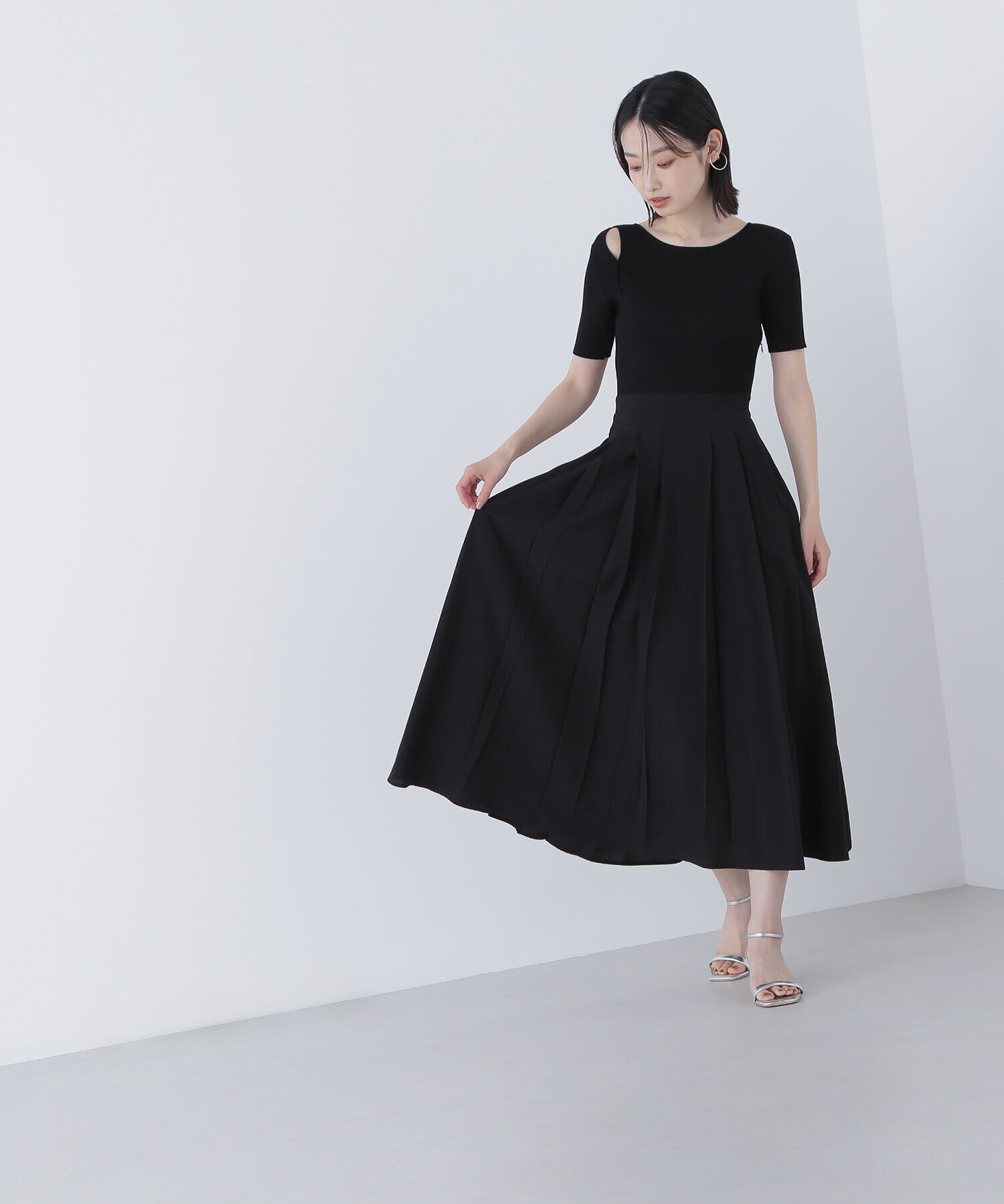  「カットアウトニットドッキングワンピース」|ワンピース|