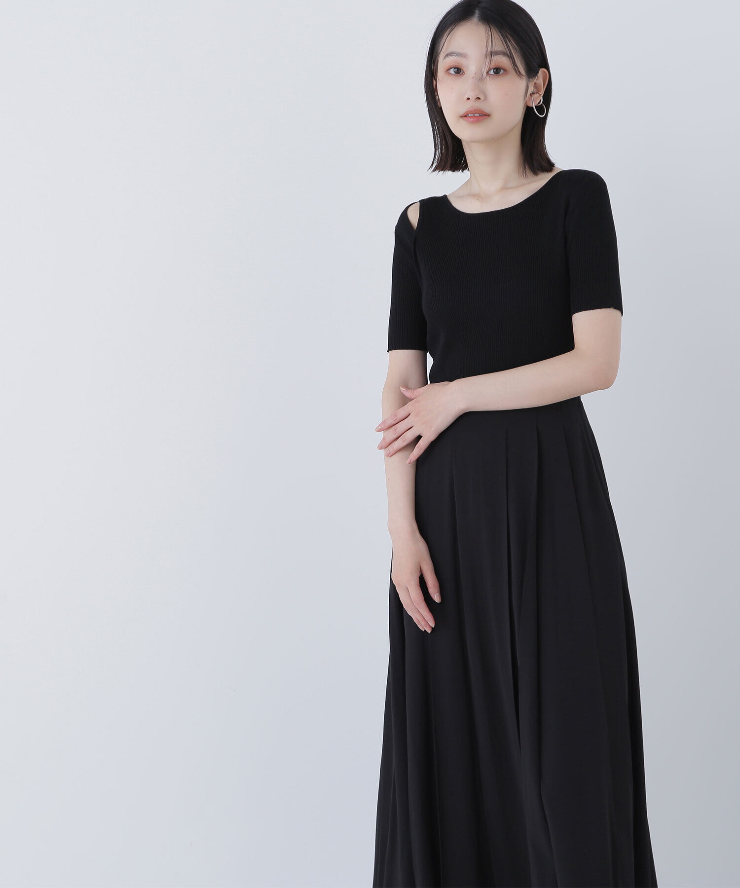  「カットアウトニットドッキングワンピース」|ワンピース|